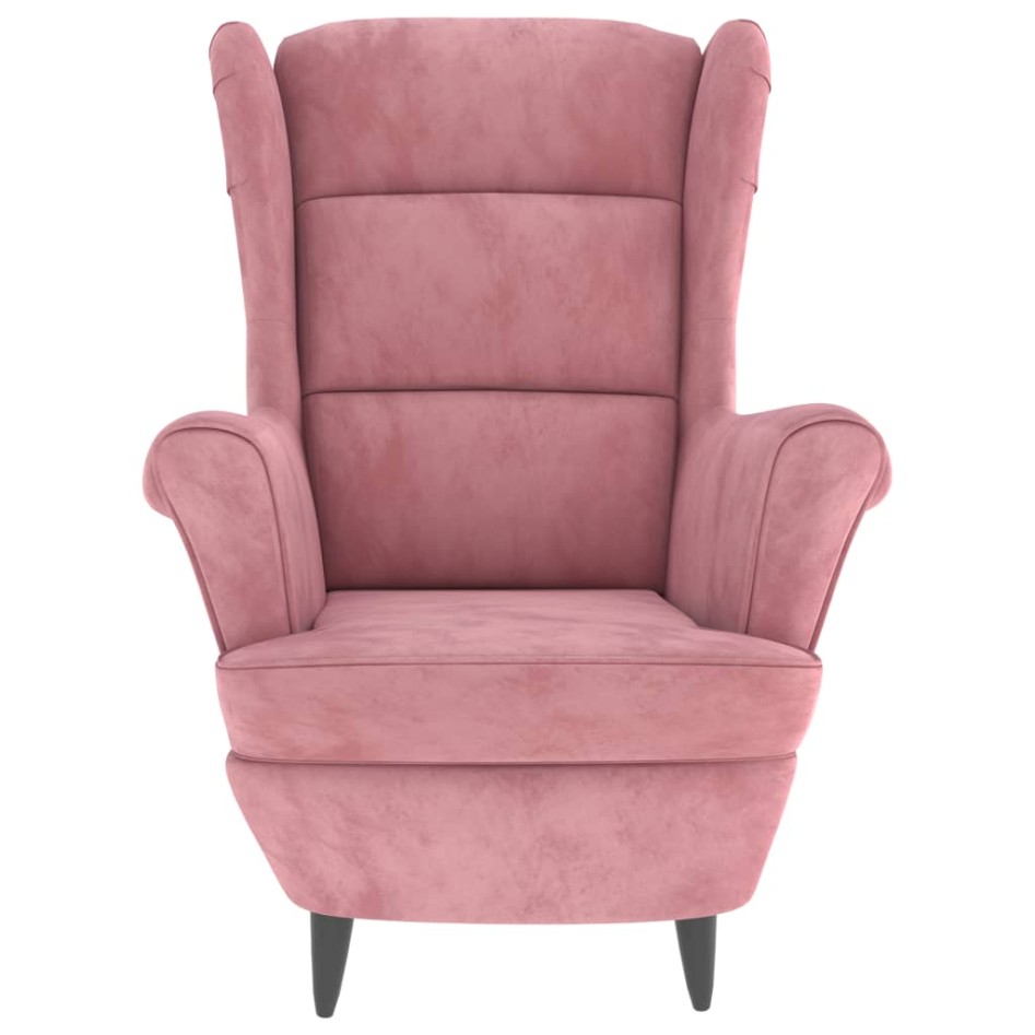 Sillón orejero y taburete de terciopelo