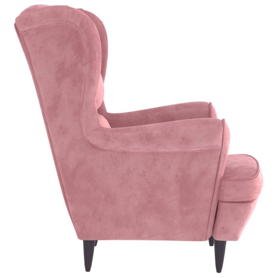 Sillón orejero y taburete de terciopelo