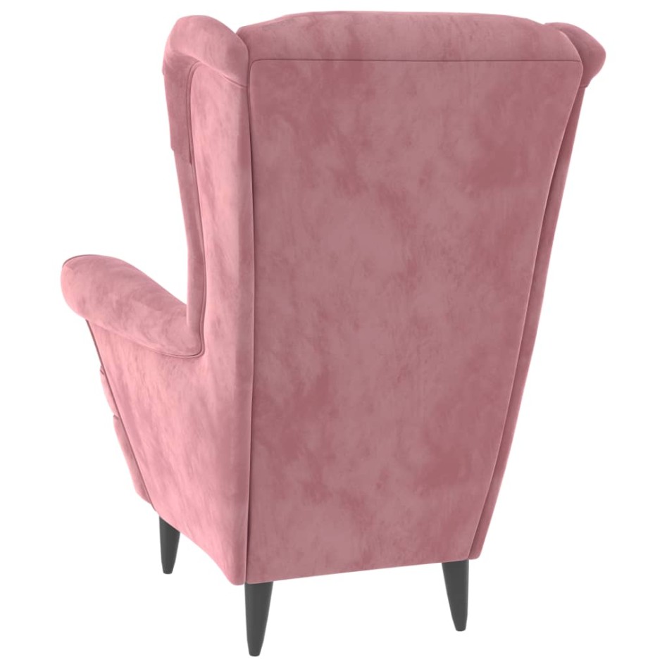 Sillón orejero y taburete de terciopelo