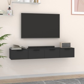 Armarios de pared 2 uds madera contrachapada negro 68x30x20