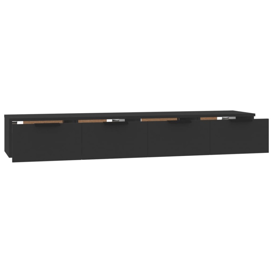 Armarios de pared 2 uds madera contrachapada negro 68x30x20