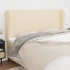 Cabecero con orejas de tela color crema 183x23x118/128