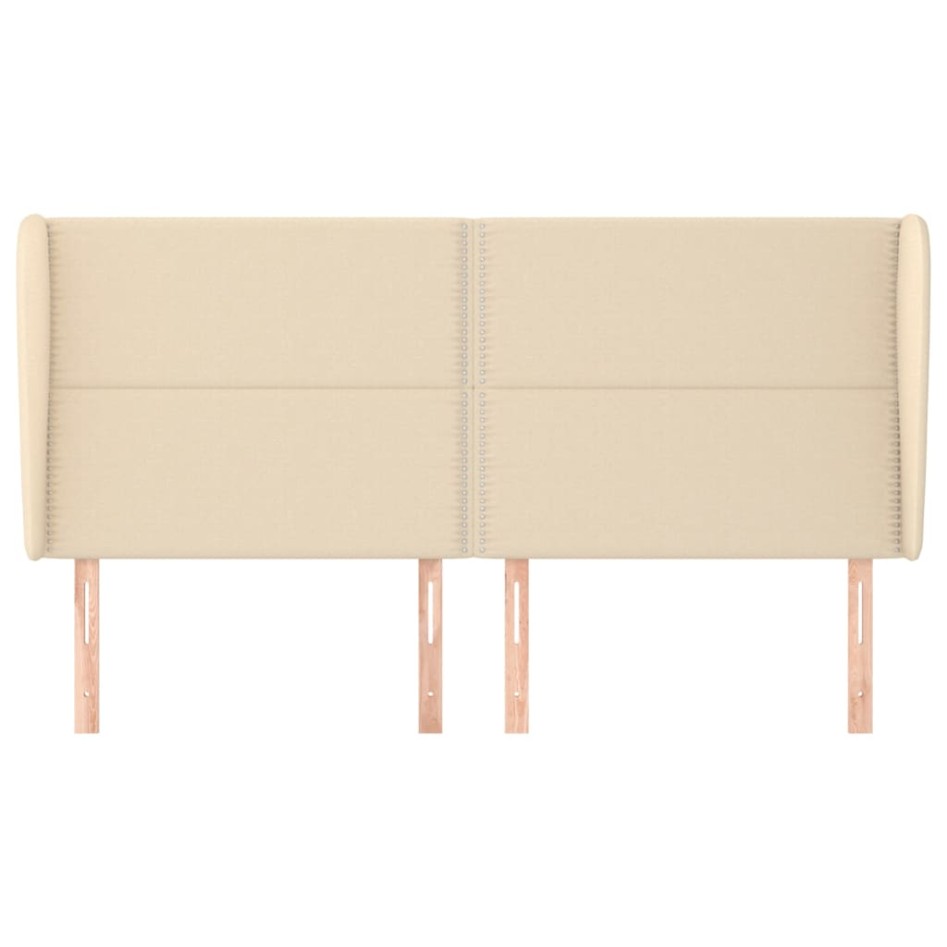 Cabecero con orejas de tela color crema 183x23x118/128