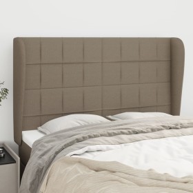 Cabecero con orejas de tela gris taupe 147x23x118/128