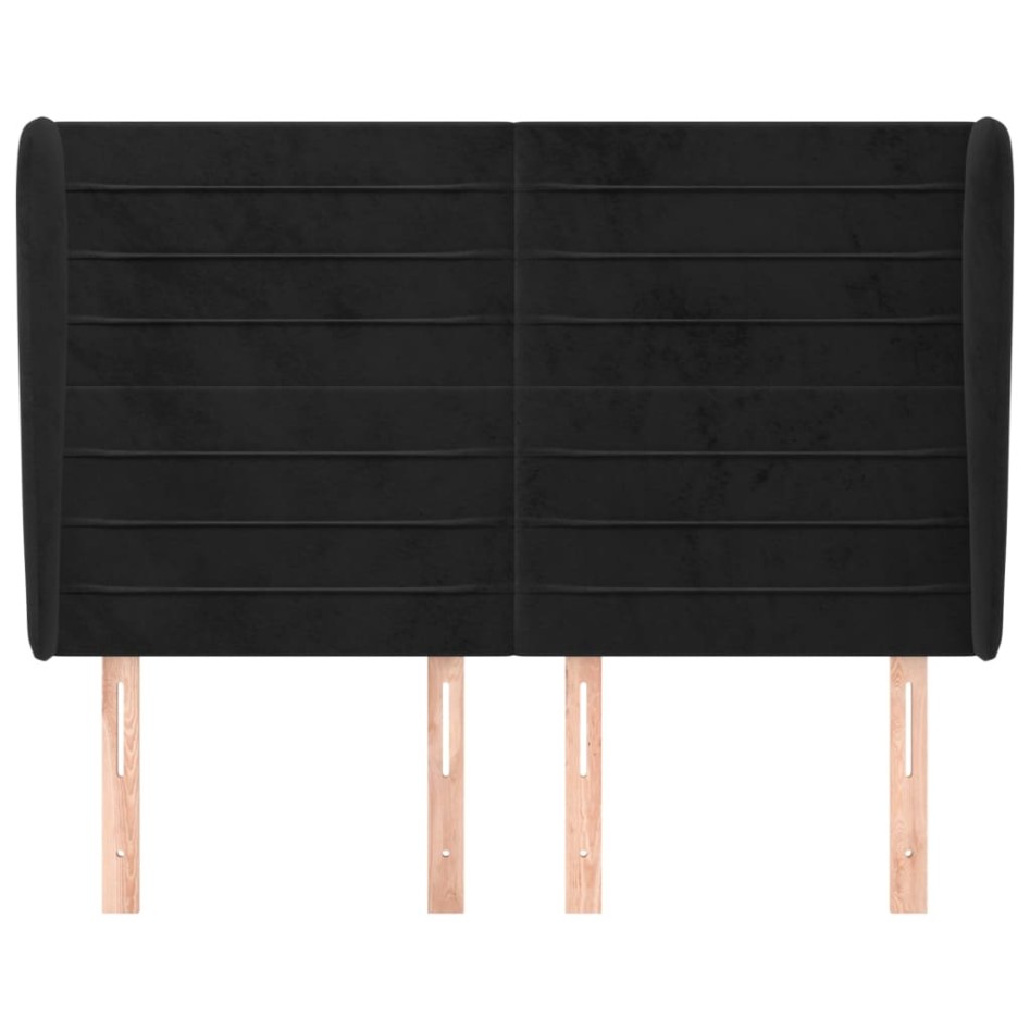 Cabecero con orejas de terciopelo negro 147x23x118/128