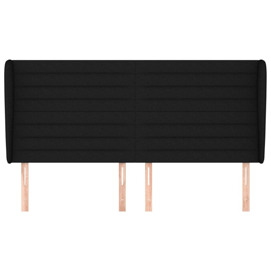 Cabecero con orejas de tela negro 183x23x118/128