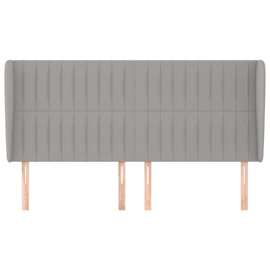 Cabecero con orejas de tela gris claro 203x23x118/128