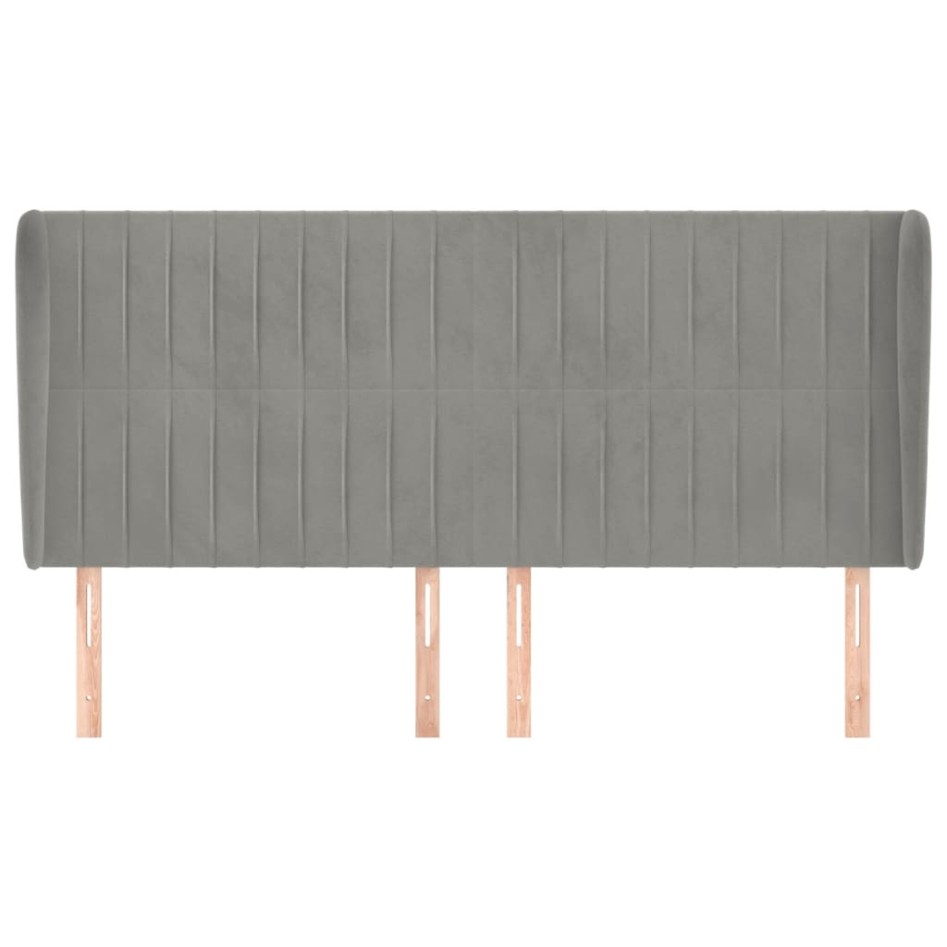 Cabecero con orejas de terciopelo gris claro 183x23x118/128