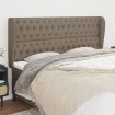 Cabecero con orejas de tela gris taupe 203x23x118/128 cm