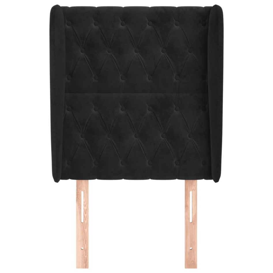 Cabecero con orejas de terciopelo negro 83x23x118/128