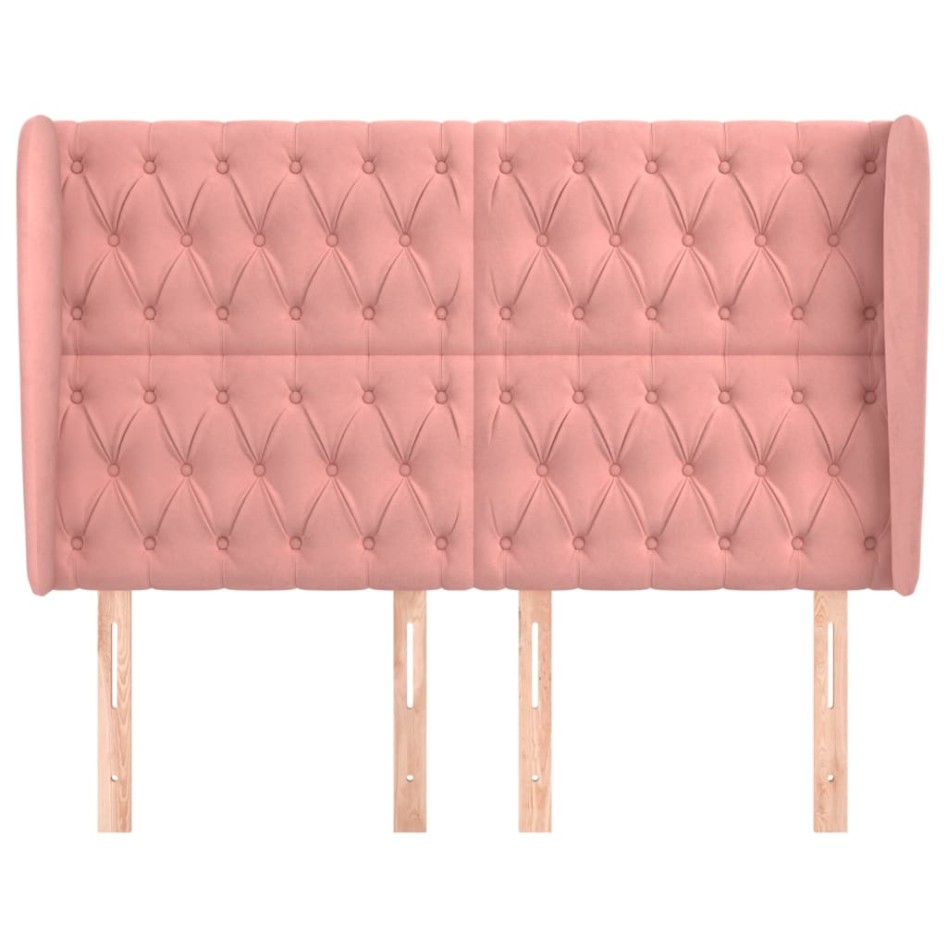 Cabecero con orejas de terciopelo rosa 147x23x118/128