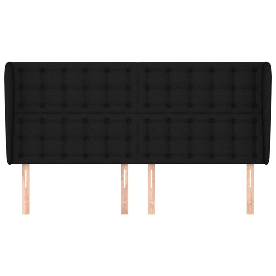 Cabecero con orejas de tela negro 163x23x118/128