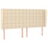 Cabecero con orejas de tela color crema 163x23x118/128