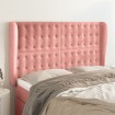 Cabecero con orejas de terciopelo rosa 147x23x118/128 cm