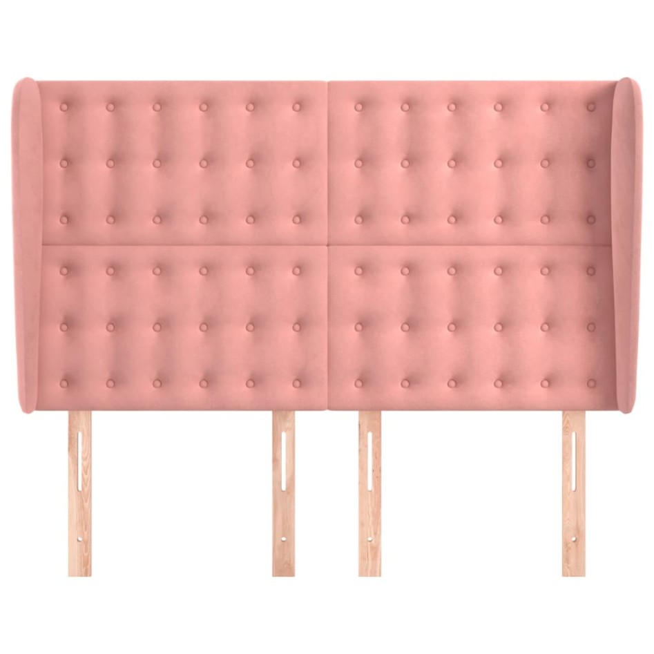 Cabecero con orejas de terciopelo rosa 147x23x118/128