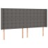 Cabecero con orejas cuero sintético gris 183x16x118/128