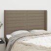 Cabecero con orejas de tela gris taupe 147x16x118/128 cm