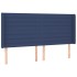 Cabecero con orejas de tela azul 203x16x118/128