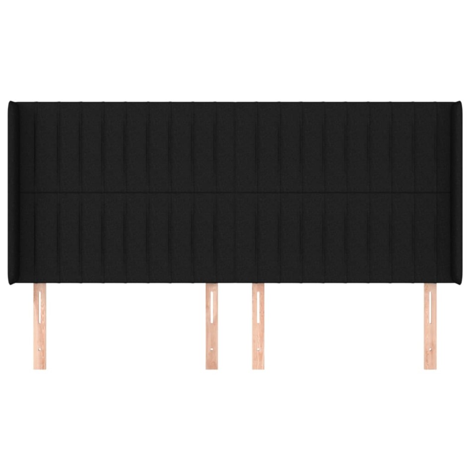 Cabecero con orejas de tela negro 163x16x118/128