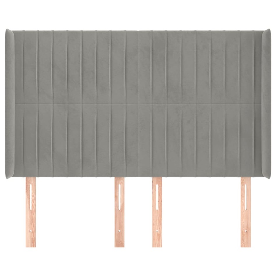 Cabecero con orejas de terciopelo gris claro 147x16x118/128