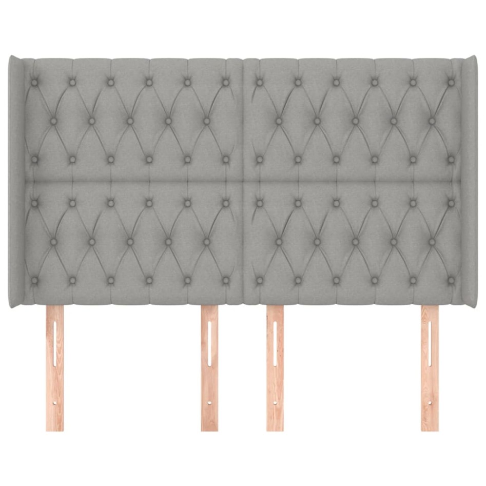 Cabecero con orejas de tela gris claro 147x16x118/128