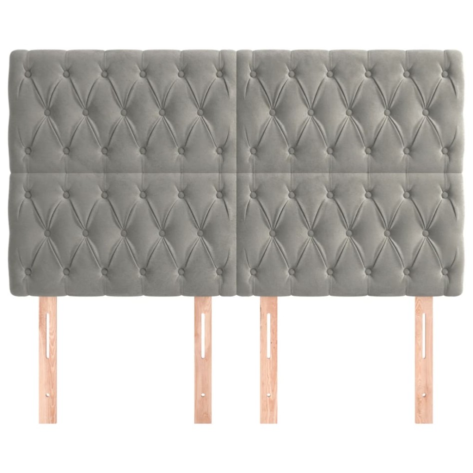 Cabeceros 4 unidades terciopelo gris claro 72x7x78/88