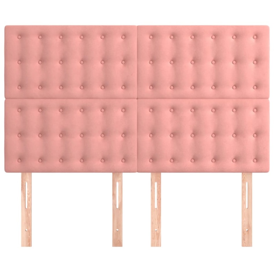 Cabeceros 4 unidades terciopelo rosa 72x5x78/88