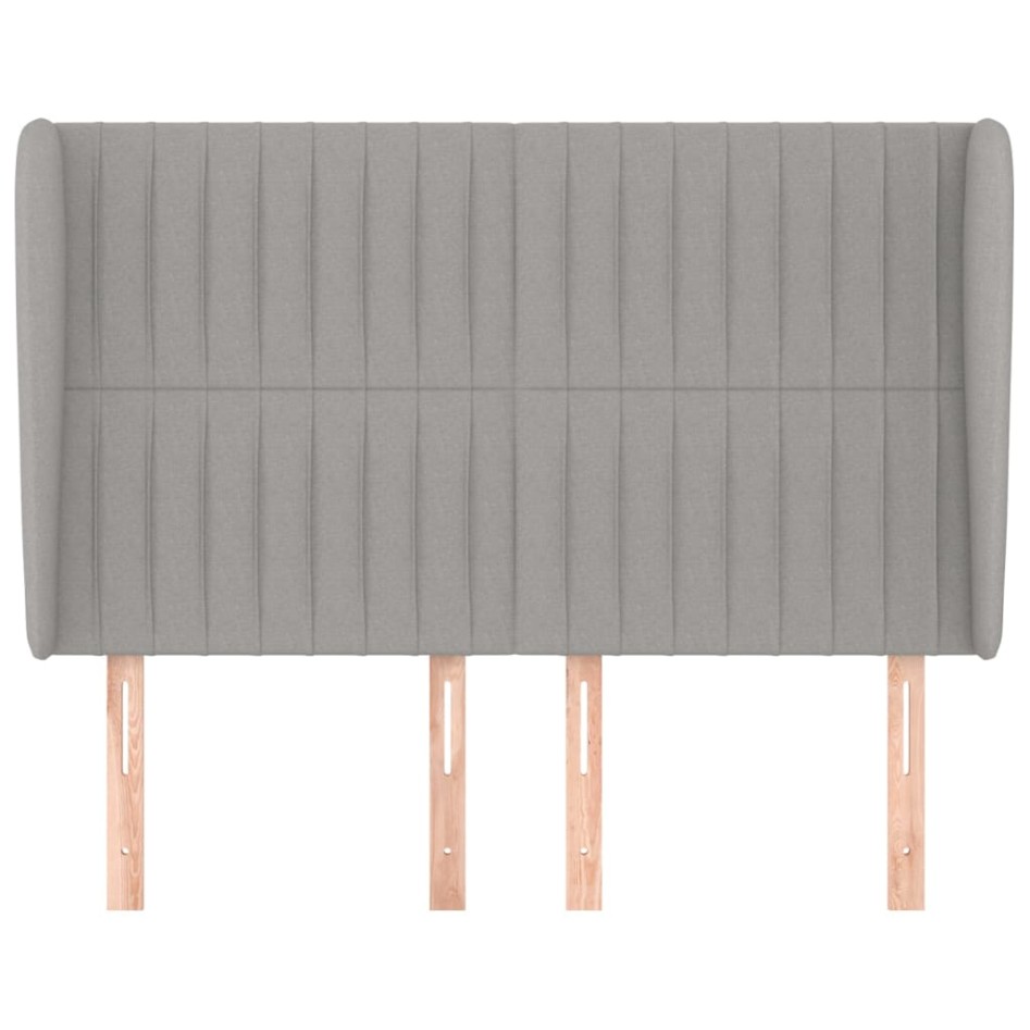 Cabecero con orejas de tela gris claro 147x23x118/128