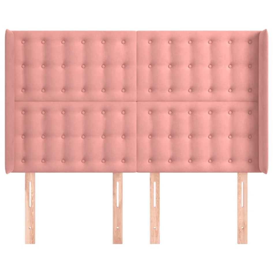 Cabecero con orejas de terciopelo rosa 147x16x118/128