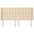 Cabecero con orejas de tela color crema 163x16x118/128