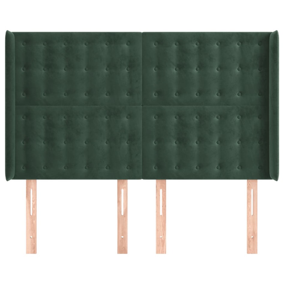 Cabecero con orejas de terciopelo verde oscuro