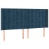 Cabecero con orejas de terciopelo azul oscuro 183x16x118/128