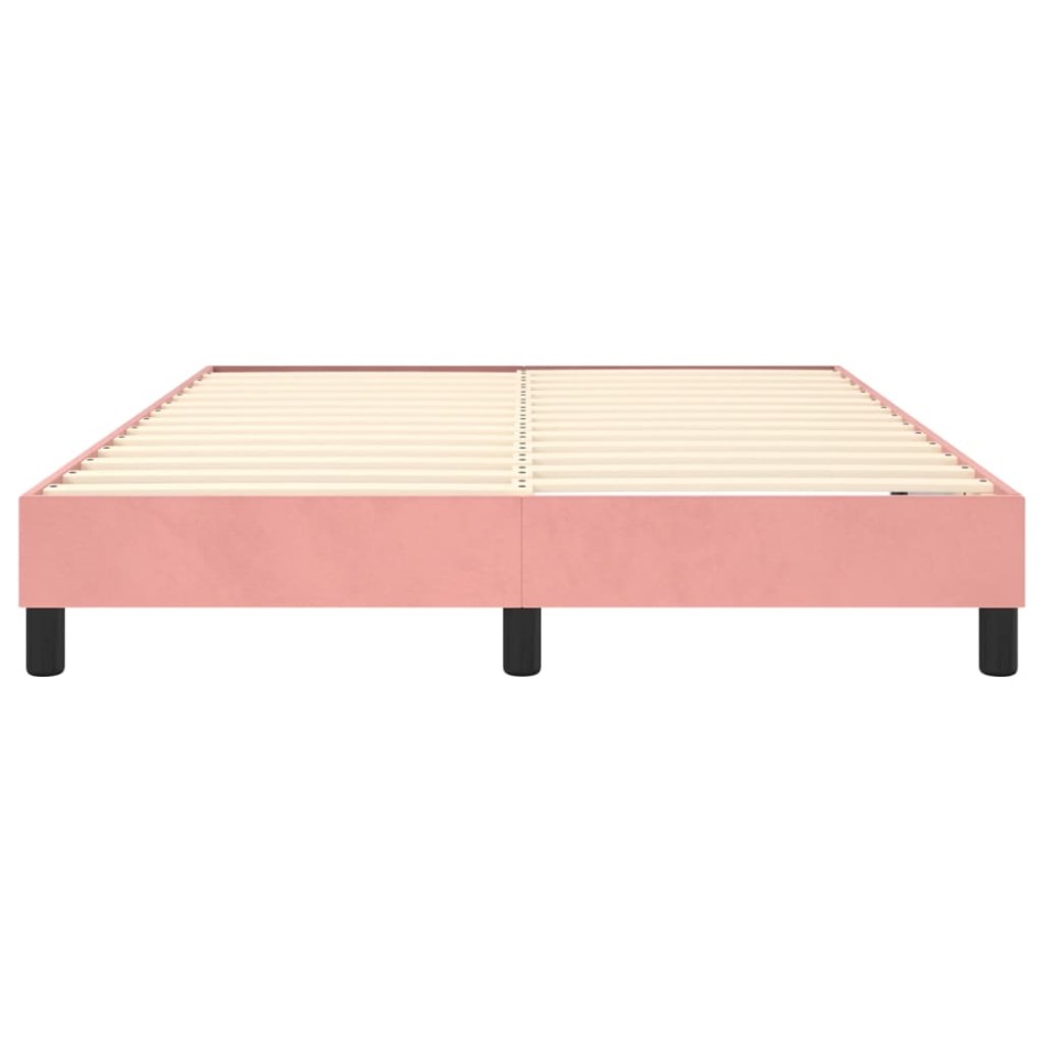 Estructura de cama sin colchón terciopelo rosa 140x200