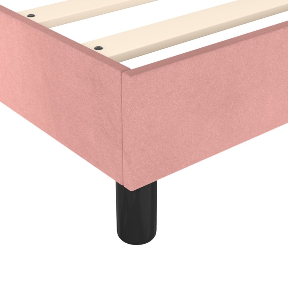 Estructura de cama sin colchón terciopelo rosa 140x200