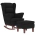 Sillón mecedora patas madera y taburete terciopelo