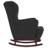Sillón mecedora patas madera y taburete terciopelo