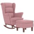 Sillón mecedora patas madera y taburete terciopelo