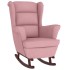 Sillón mecedora patas madera y taburete terciopelo