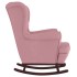 Sillón mecedora patas madera y taburete terciopelo