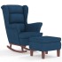 Sillón mecedora patas madera y taburete terciopelo