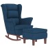 Sillón mecedora patas madera y taburete terciopelo