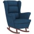 Sillón mecedora patas madera y taburete terciopelo