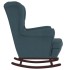 Sillón mecedora patas madera y taburete terciopelo