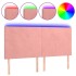 Cabecero con luces LED terciopelo rosa 180x5x118/128