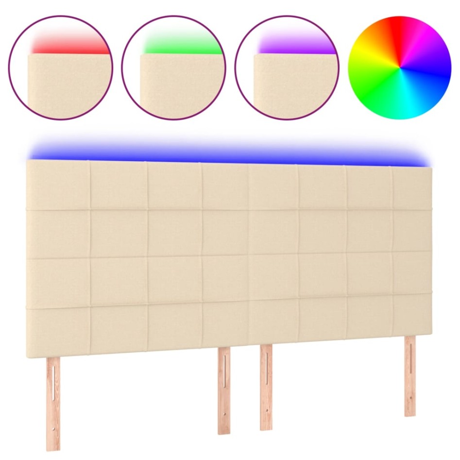 Cabecero con luces LED tela crema 180x5x118/128