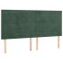 Cabecero con luces LED terciopelo verde oscuro 160x5x118/128