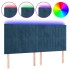 Cabecero con luces LED terciopelo azul oscuro 180x5x118/128
