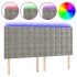 Cabecero con luces LED terciopelo gris claro 160x5x118/128