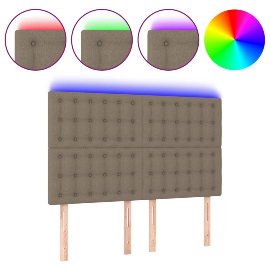 Cabecero con luces LED tela gris taupe 144x5x118/128