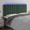 Cabecero con luces LED terciopelo verde oscuro 200x5x118/128 cm